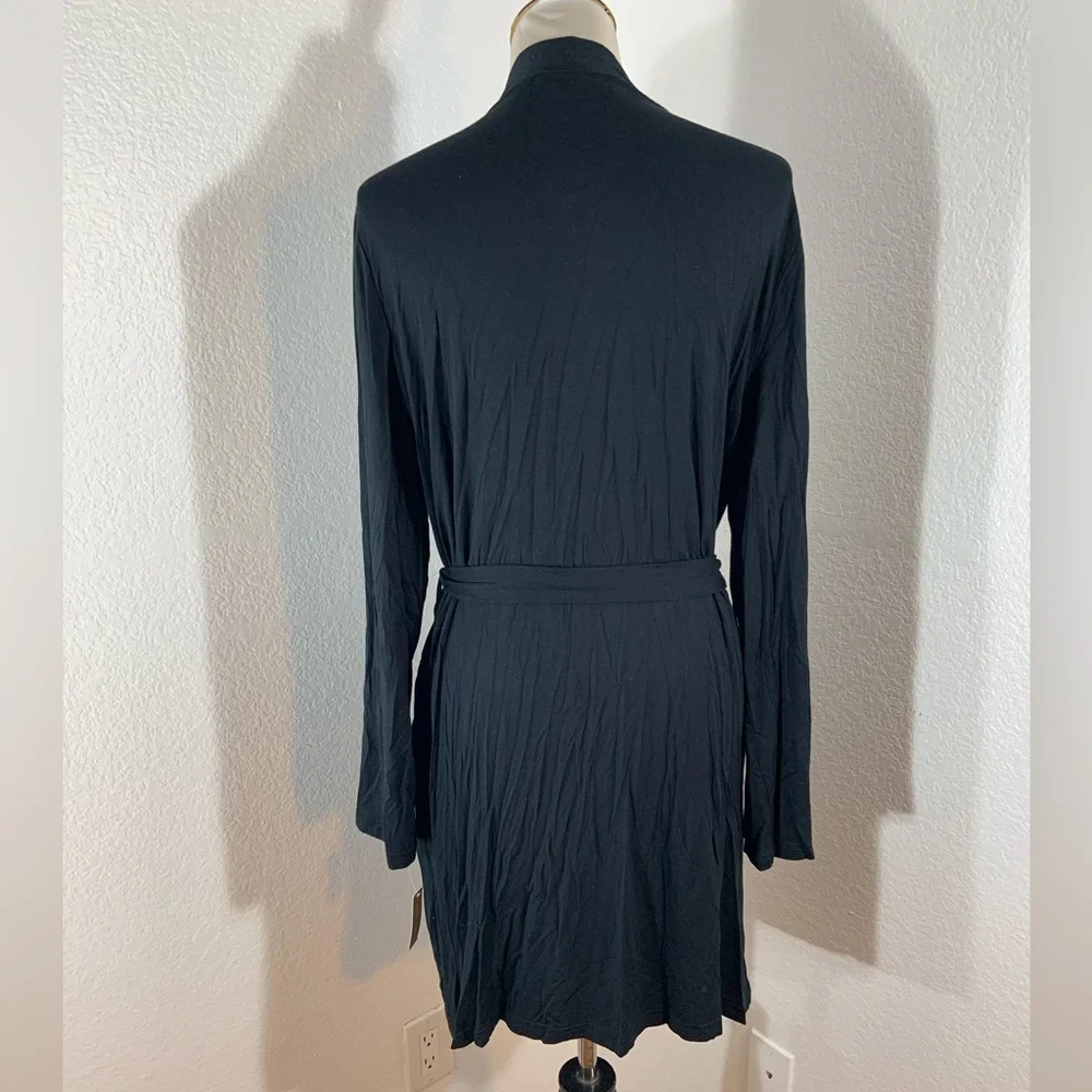 🌹New Listing🌹NWT Kohl's Apt. 9 Intimates Women's Black Long Sleeve Robe